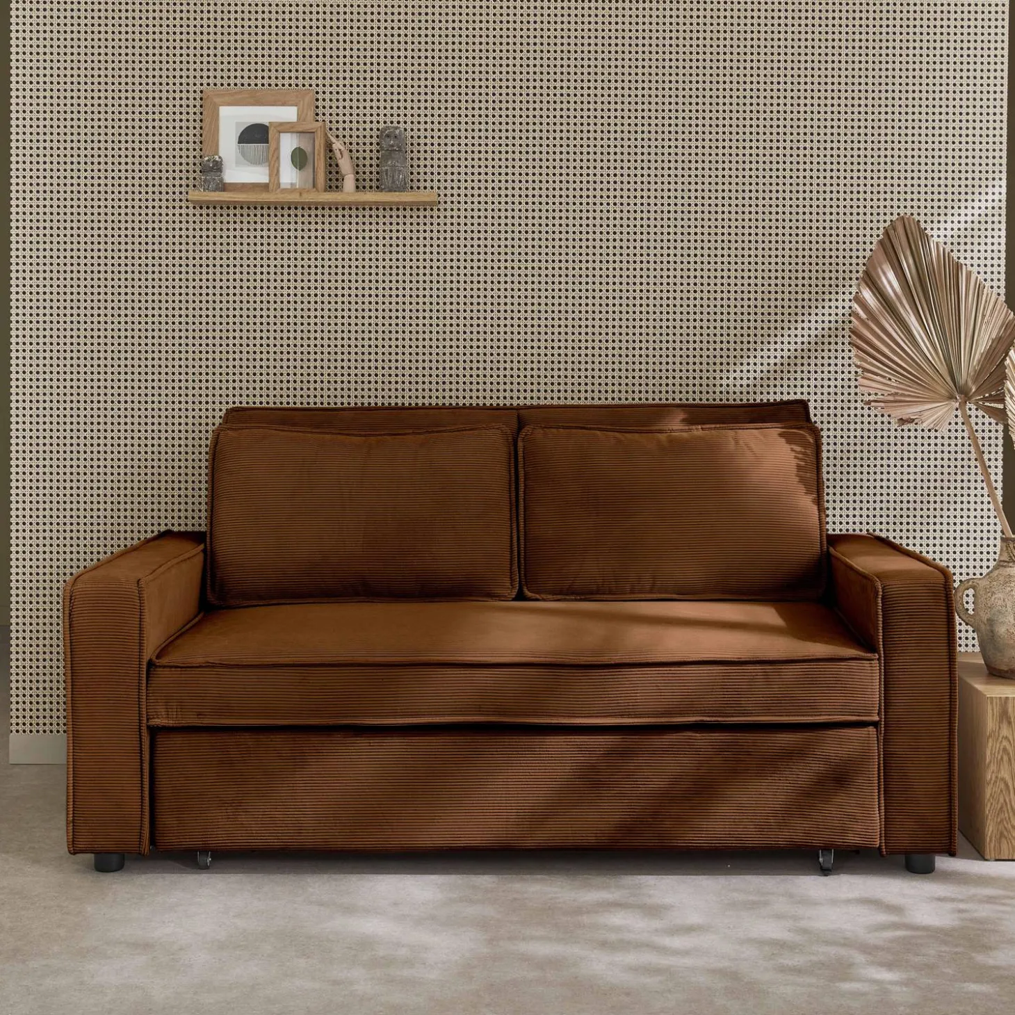 2-seater corduroy sofa bed