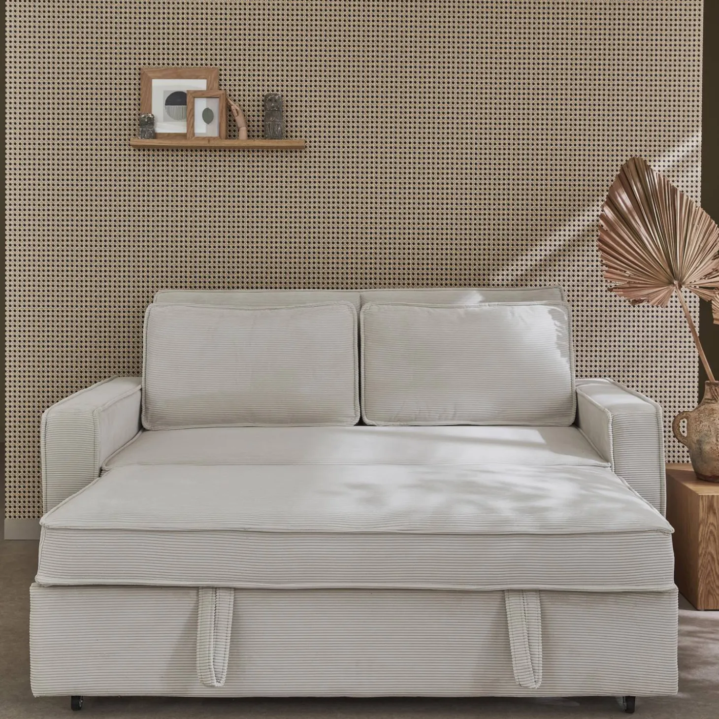 2-seater corduroy sofa bed