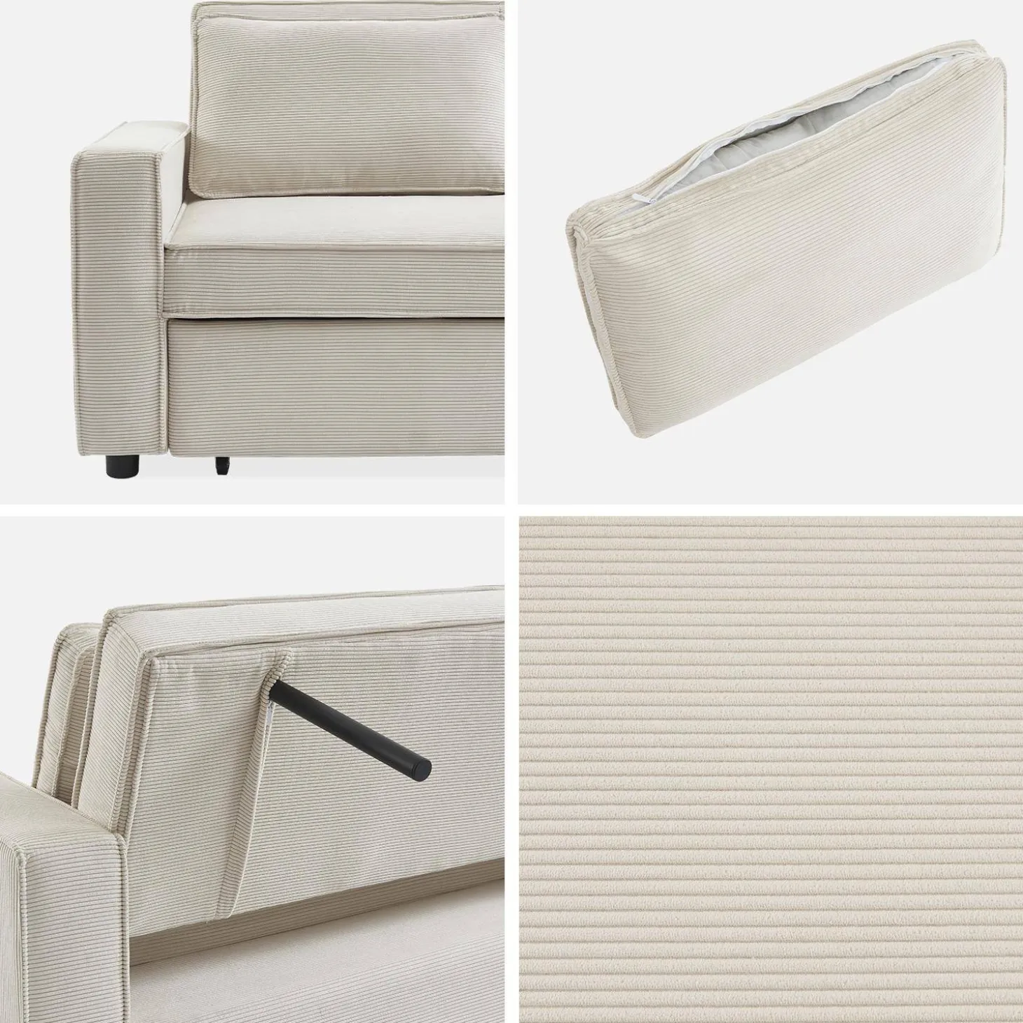 2-seater corduroy sofa bed