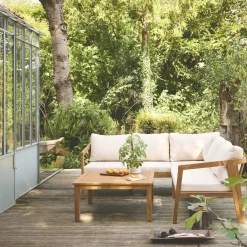5-seater corner garden lounge in acacia wood