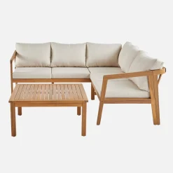 5-seater corner garden lounge in acacia wood
