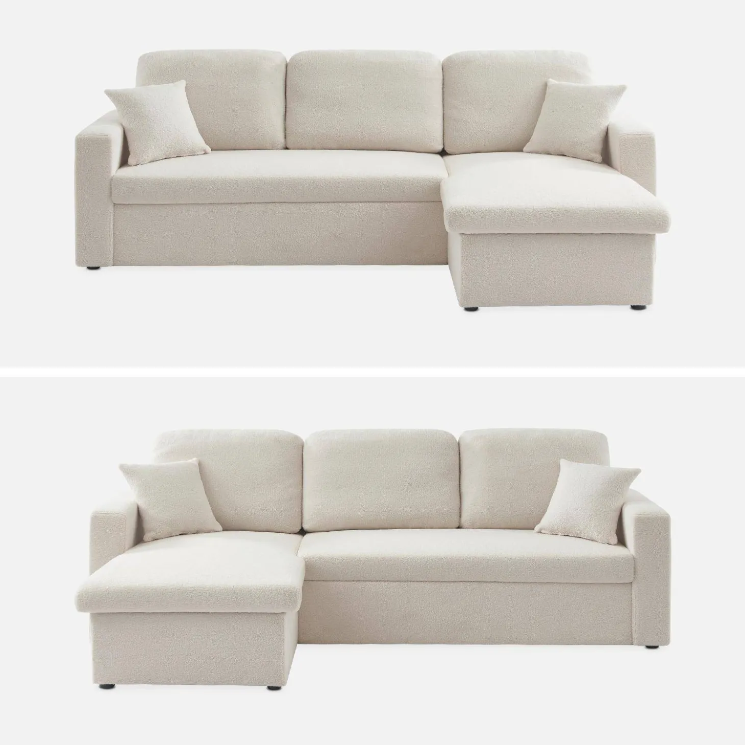 3-seater corner sofa bed in boucle