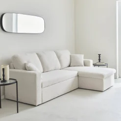 3-seater corner sofa bed in boucle