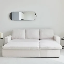 3-seater corner sofa bed in boucle
