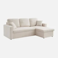 3-seater corner sofa bed in boucle