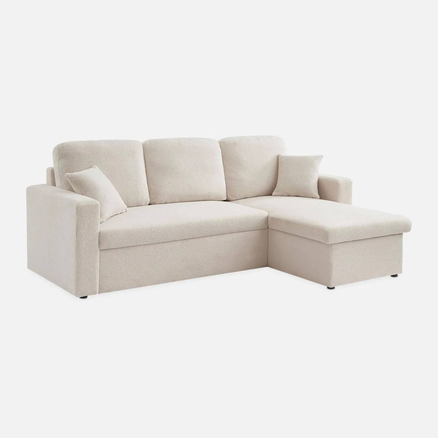 3-seater corner sofa bed in boucle