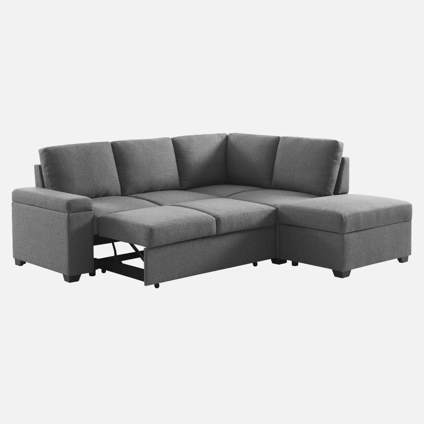 3-seater corner sofa bed with footstool