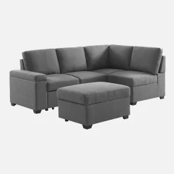 3-seater corner sofa bed with footstool