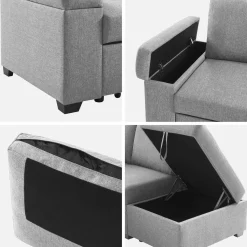 3-seater corner sofa bed with footstool