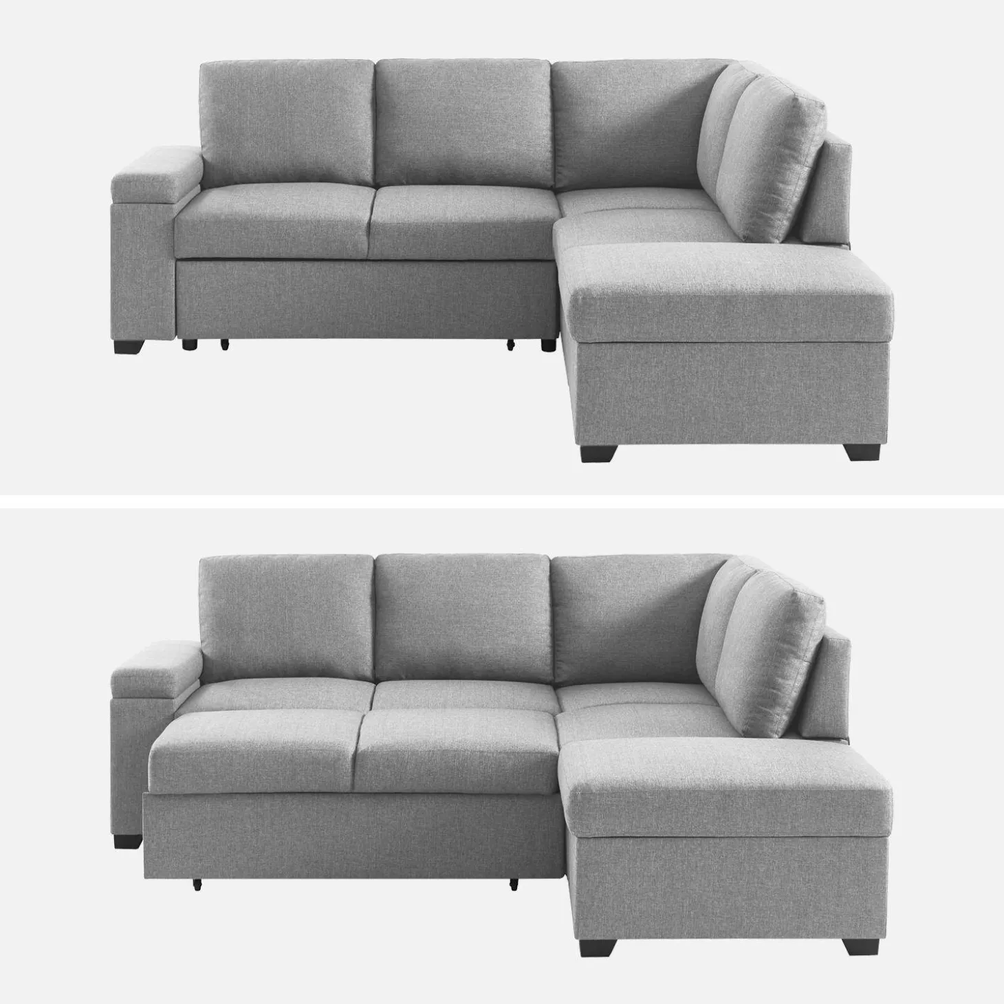3-seater corner sofa bed with footstool
