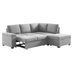 3-seater corner sofa bed with footstool