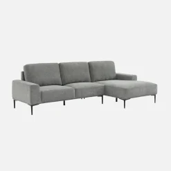 3-seater corner sofa in fabric and metal, right-hand corner
