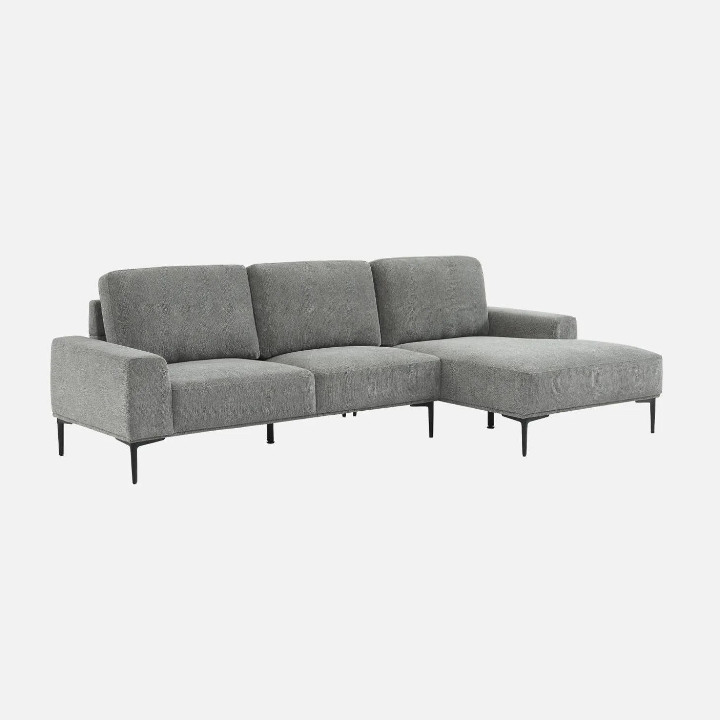 3-seater corner sofa in fabric and metal, right-hand corner