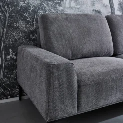 3-seater corner sofa in fabric and metal, right-hand corner