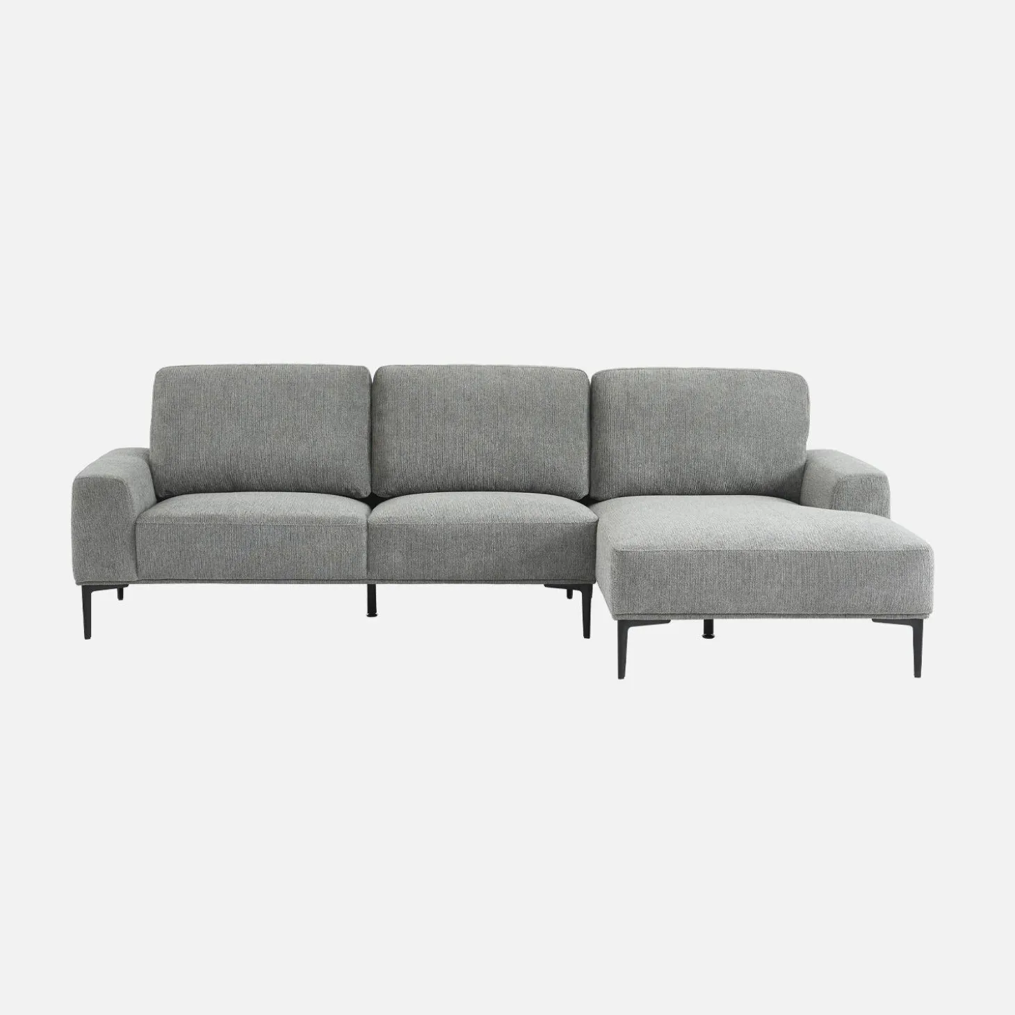 3-seater corner sofa in fabric and metal, right-hand corner