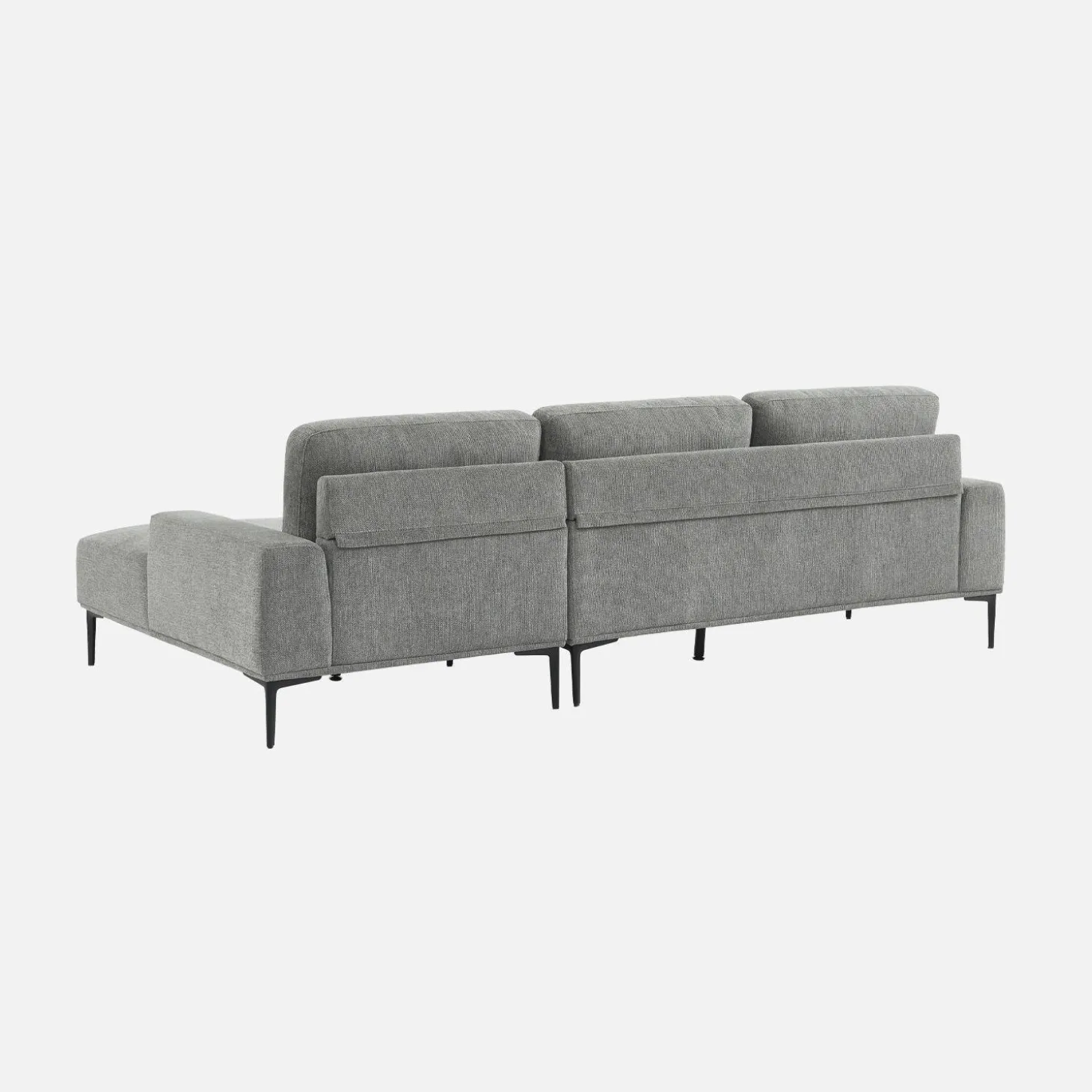 3-seater corner sofa in fabric and metal, right-hand corner