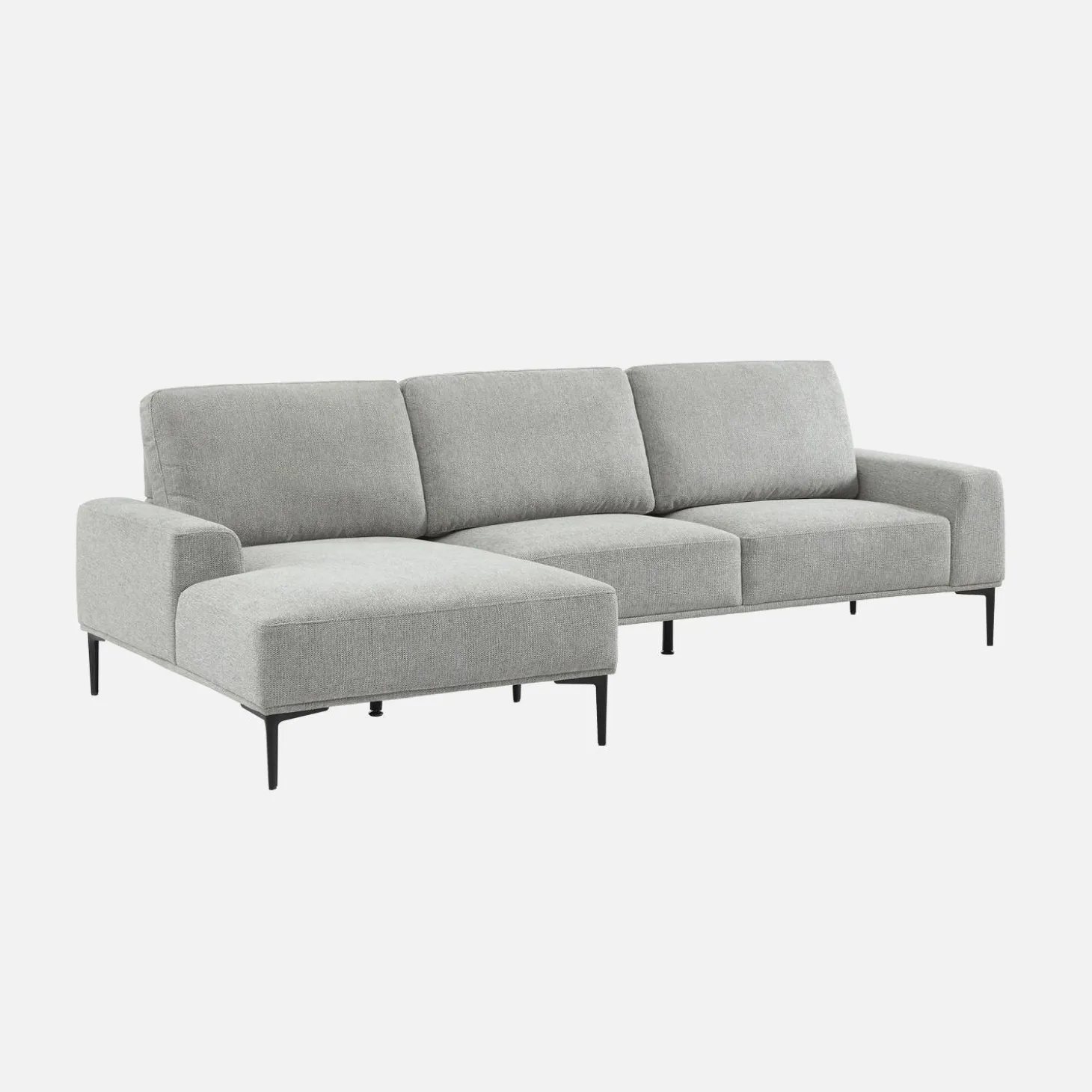 3-seater corner sofa, left-hand in fabric and metal