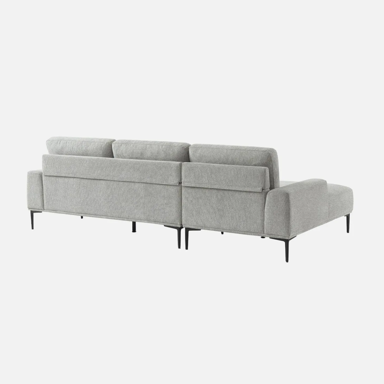 3-seater corner sofa, left-hand in fabric and metal