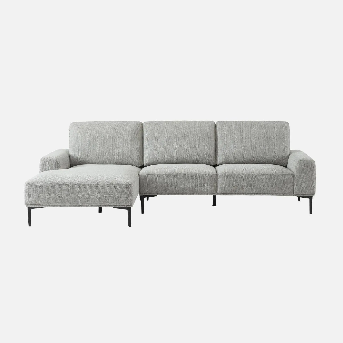 3-seater corner sofa, left-hand in fabric and metal