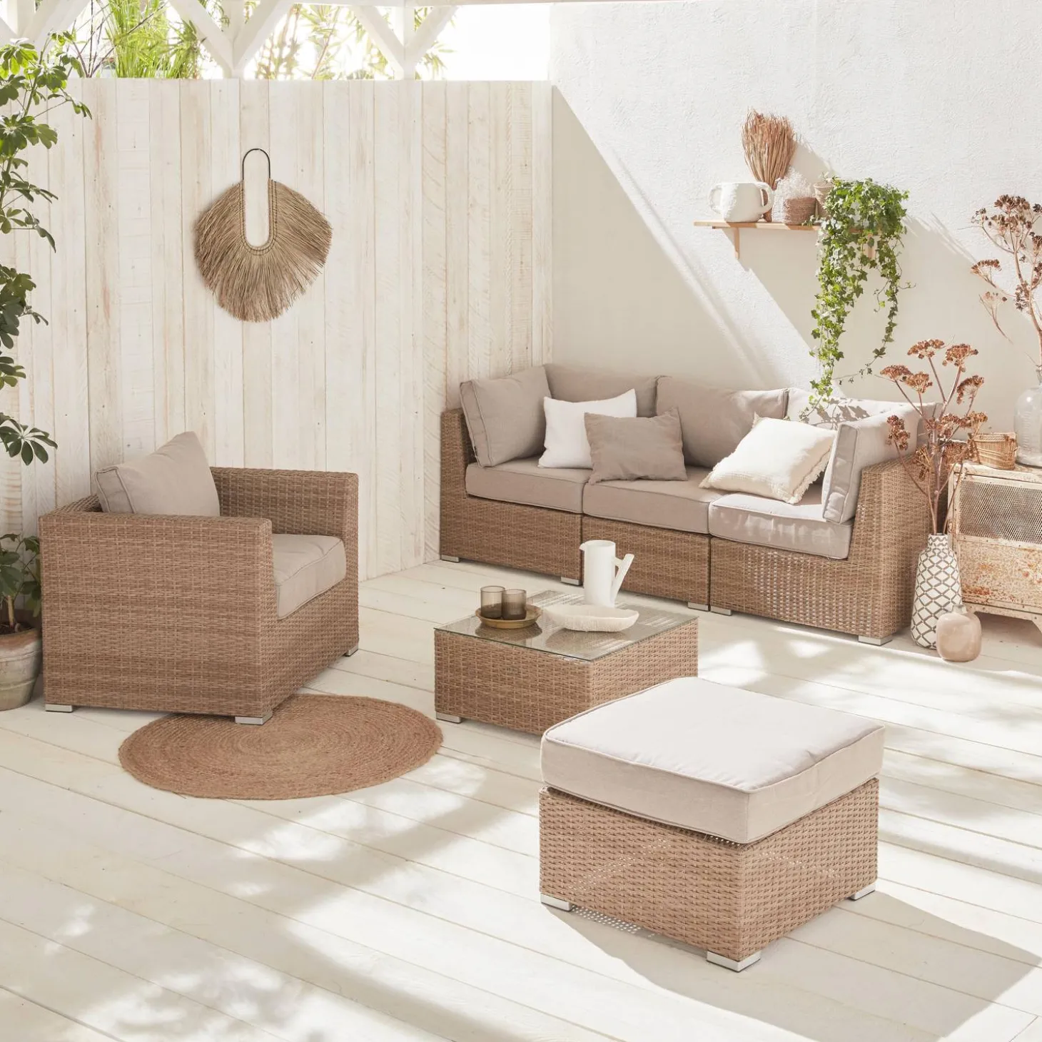 5-seater deluxe polyrattan garden sofa set