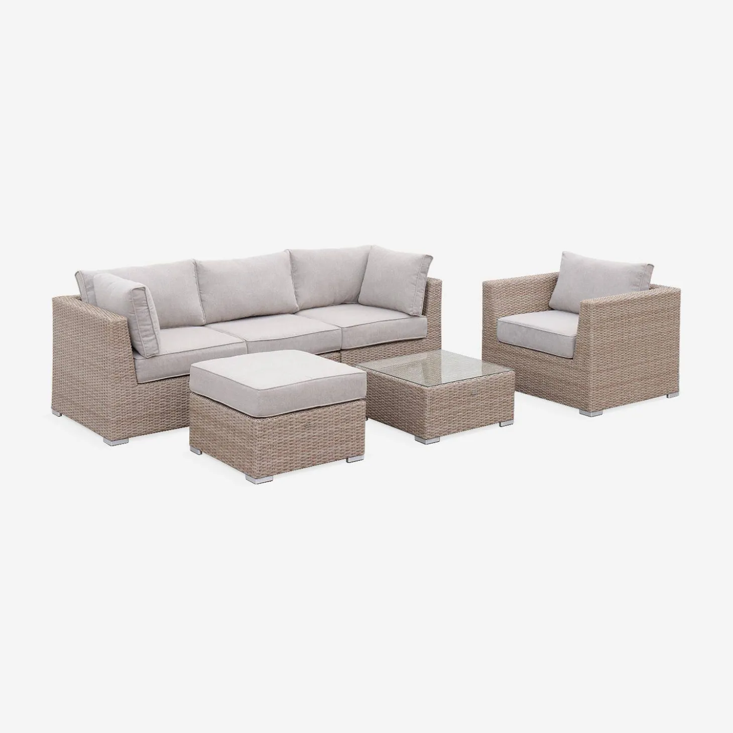 5-seater deluxe polyrattan garden sofa set
