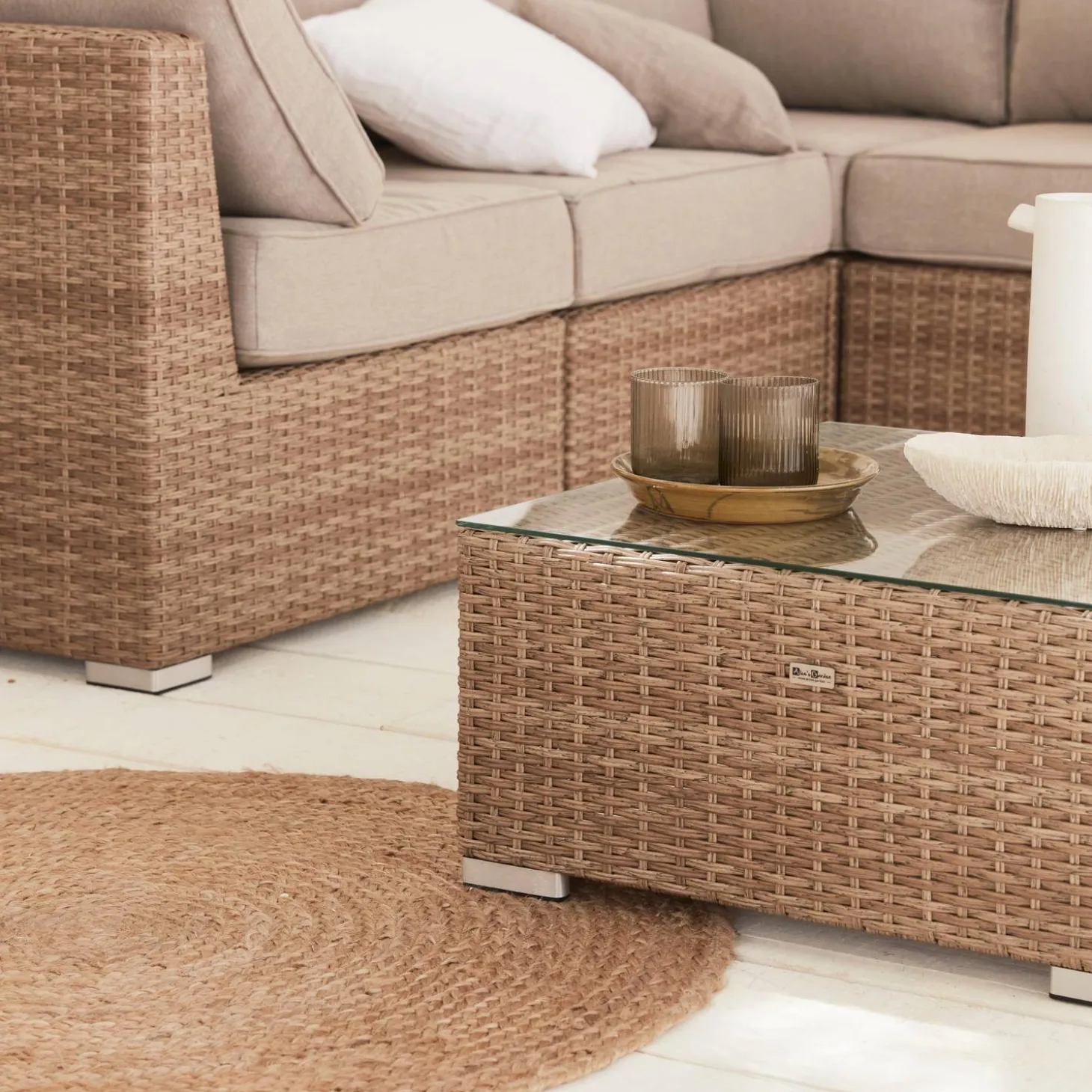 5-seater deluxe polyrattan garden corner sofa set