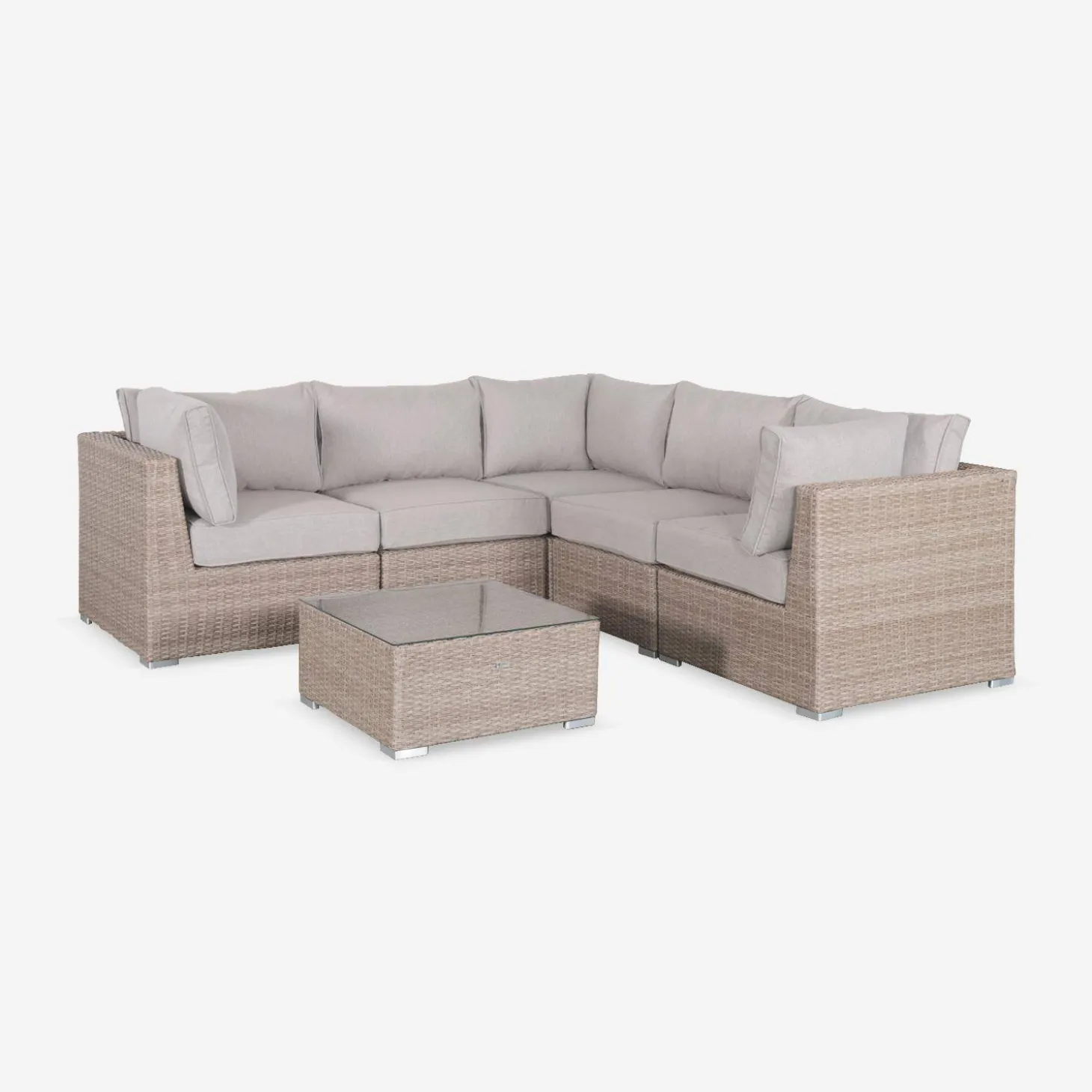 5-seater deluxe polyrattan garden corner sofa set