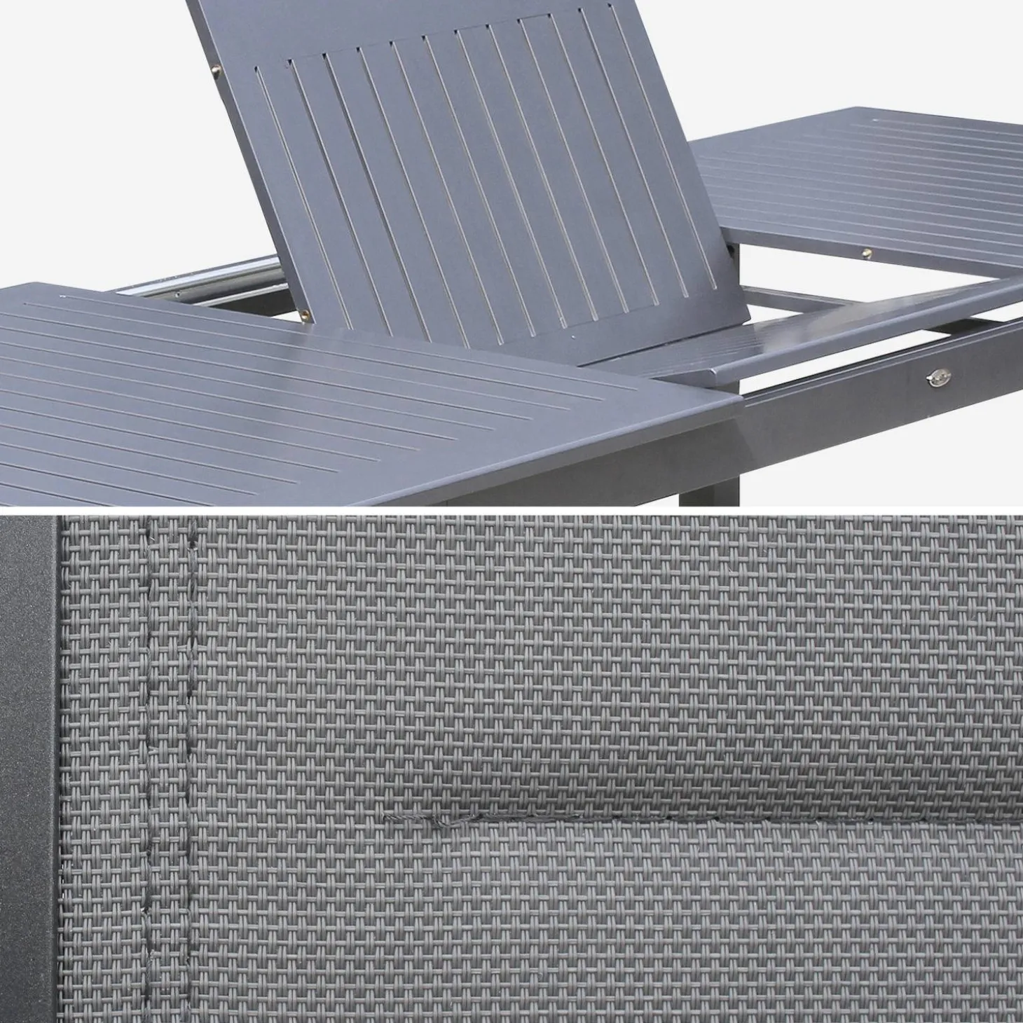 8-seater extendable aluminium garden table set with chairs