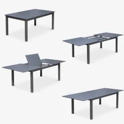 8-seater extendable aluminium garden table set with chairs