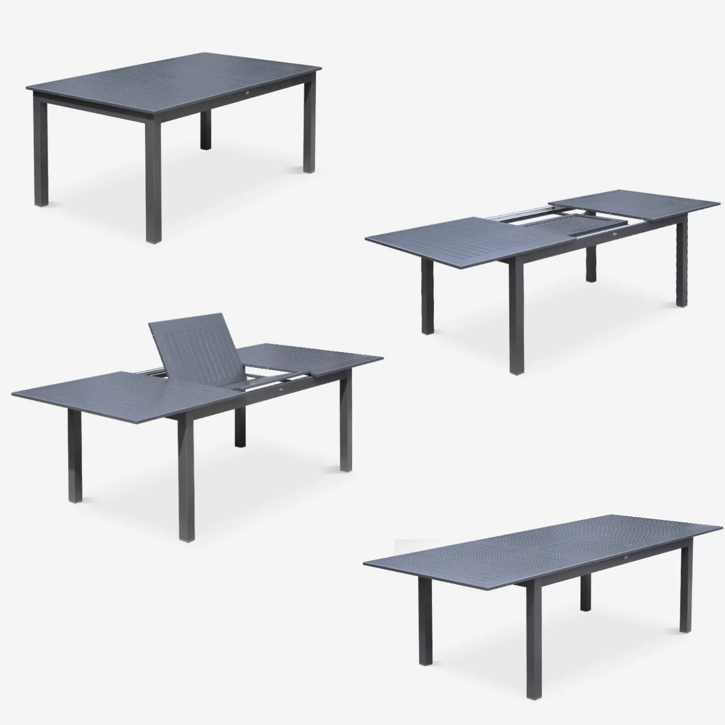 8-seater extendable aluminium garden table set with chairs