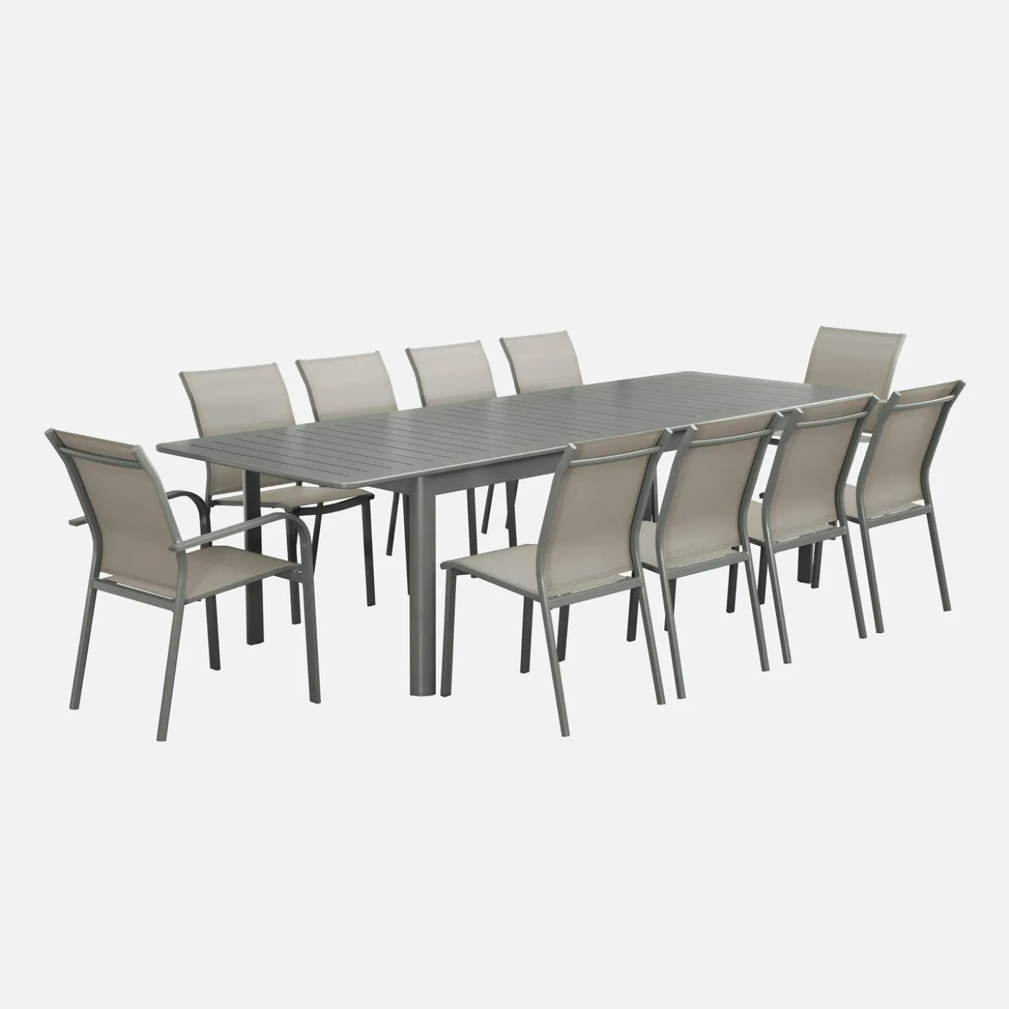 10-seater extendable aluminium garden table