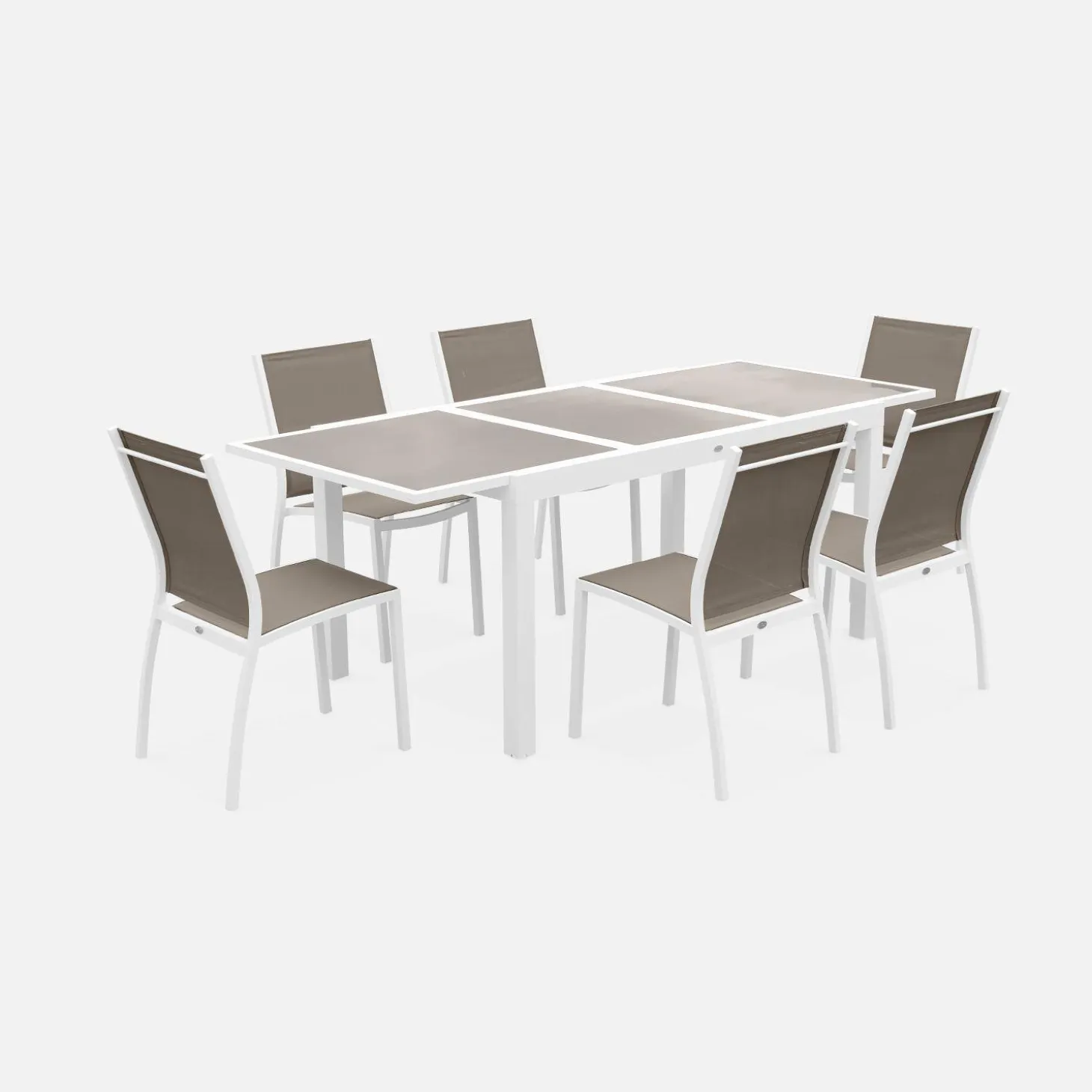 6-seater extendable aluminium garden table set with chairs