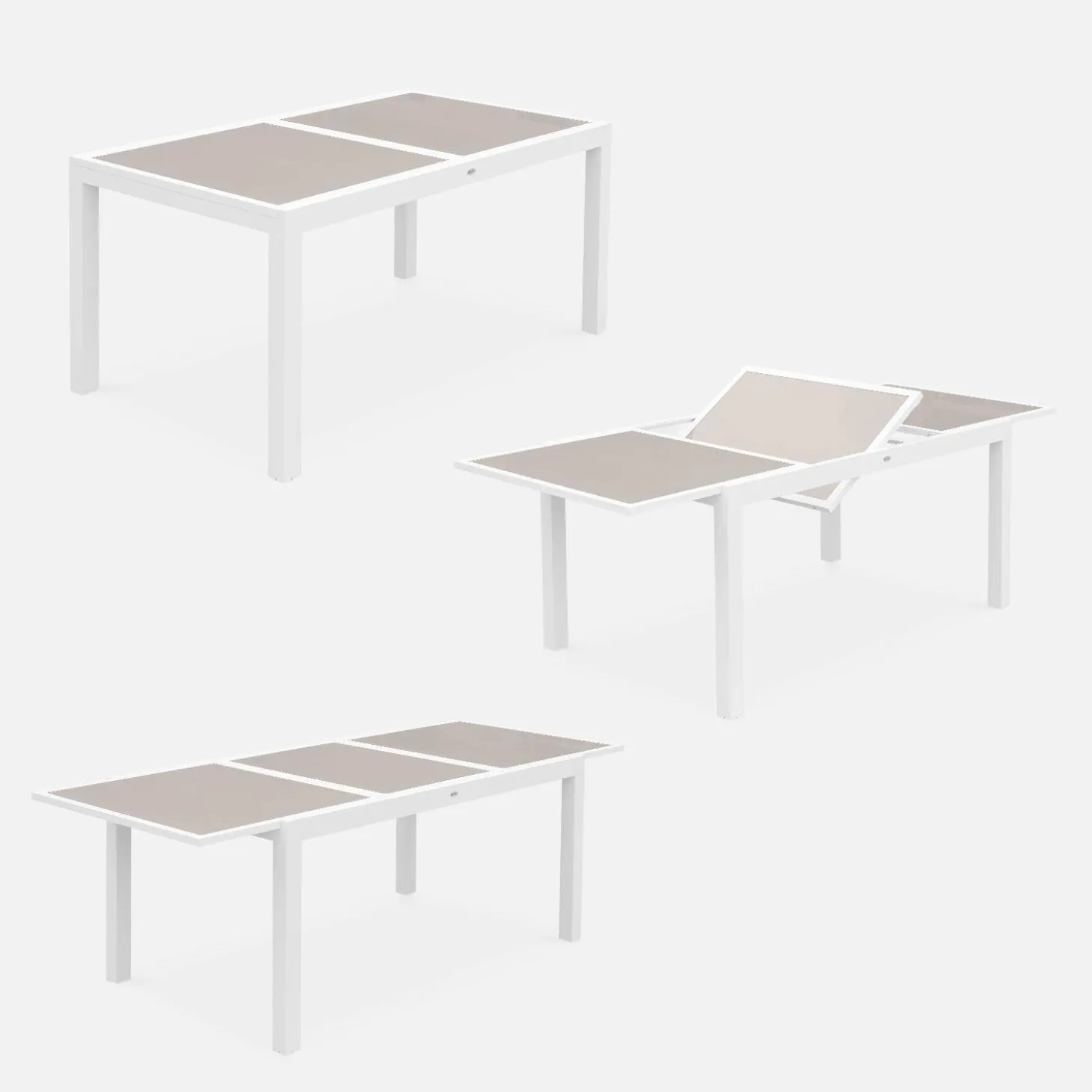 6-seater extendable aluminium garden table set with chairs