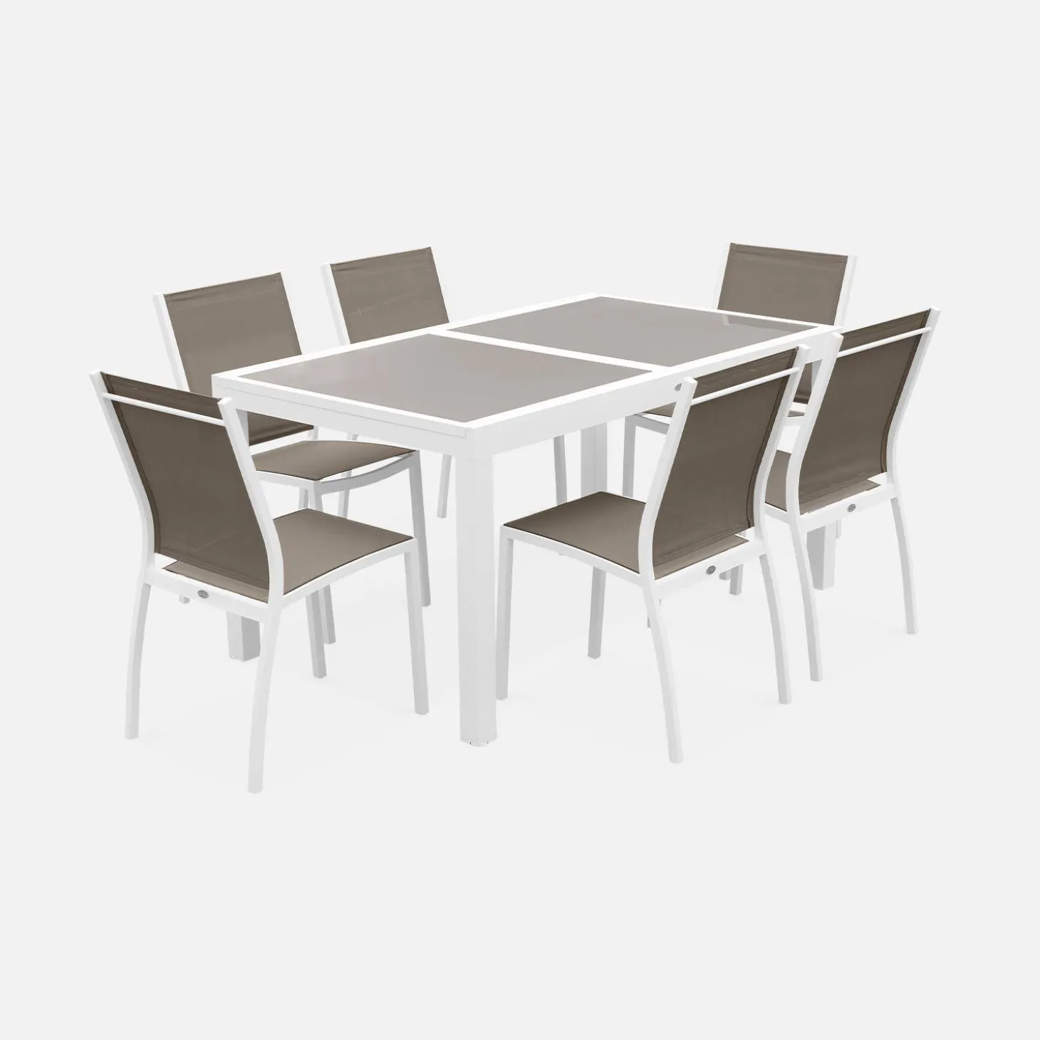 6-seater extendable aluminium garden table set with chairs