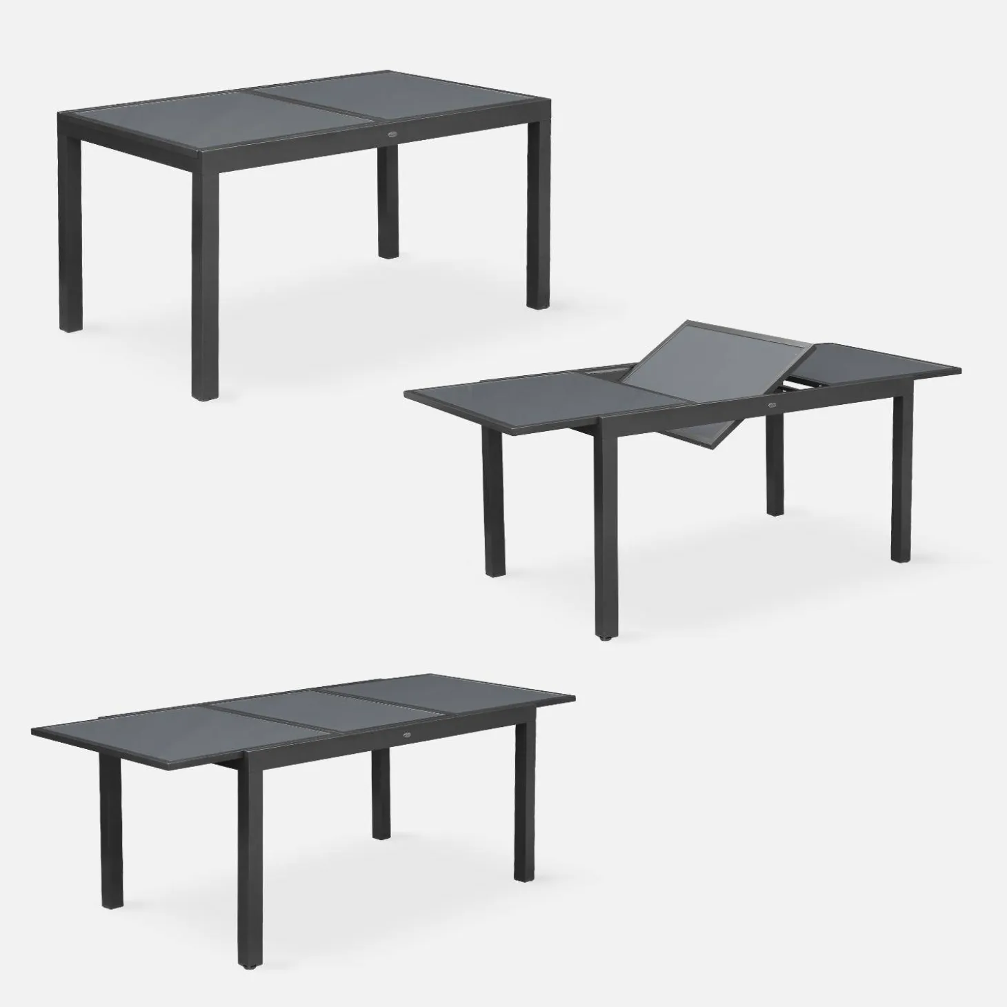 6-seater extendable aluminium garden table set with chairs