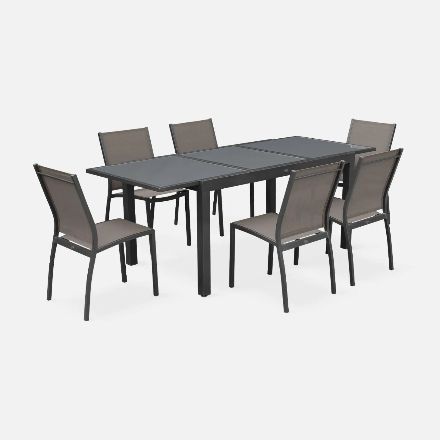 6-seater extendable aluminium garden table set with chairs
