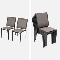 6-seater extendable aluminium garden table set with chairs