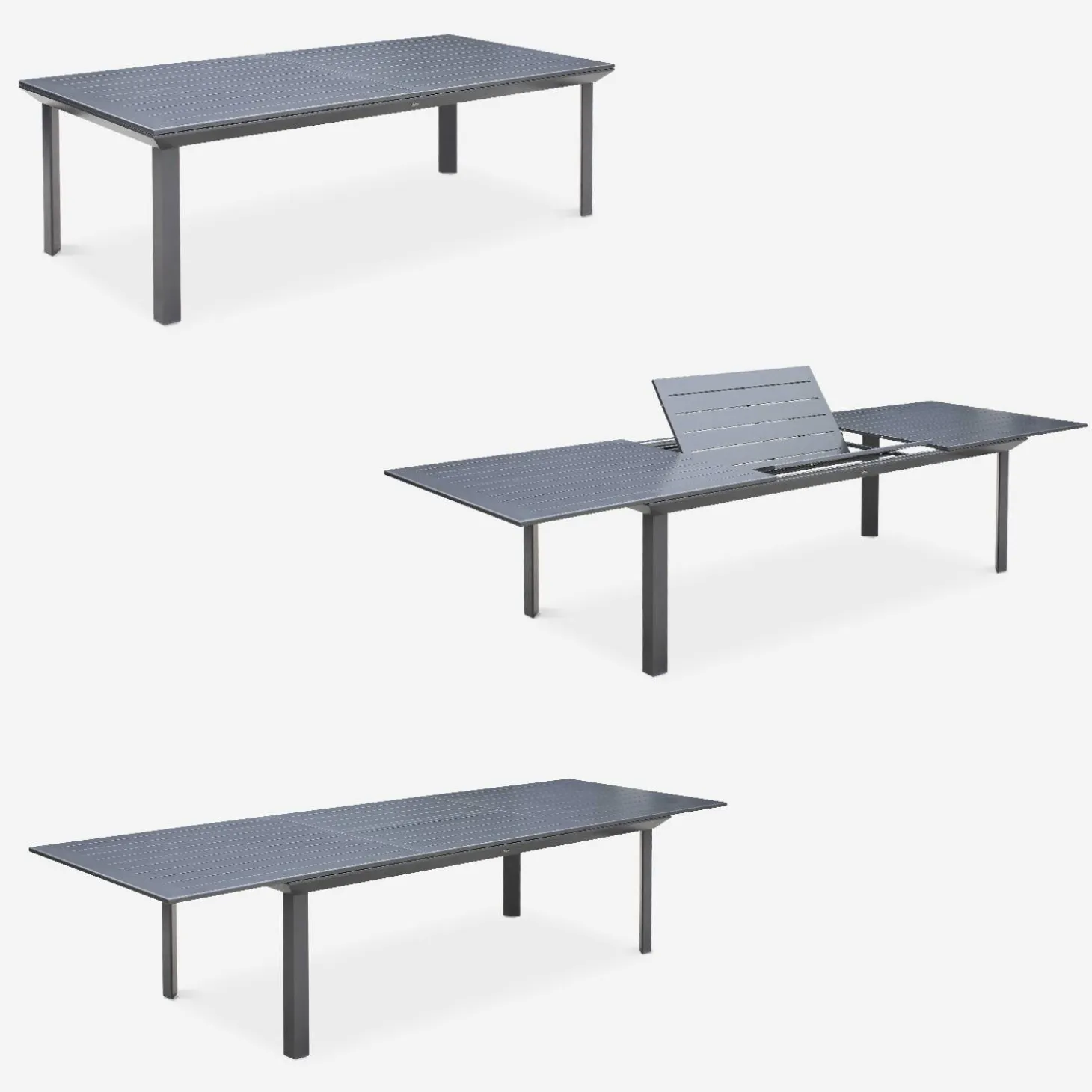 10-seater extendable aluminium garden table set with chairs