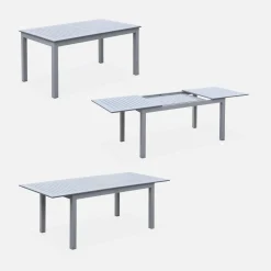 6-seater extendable aluminium garden table with chairs