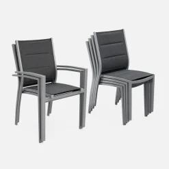 6-seater extendable aluminium garden table with chairs