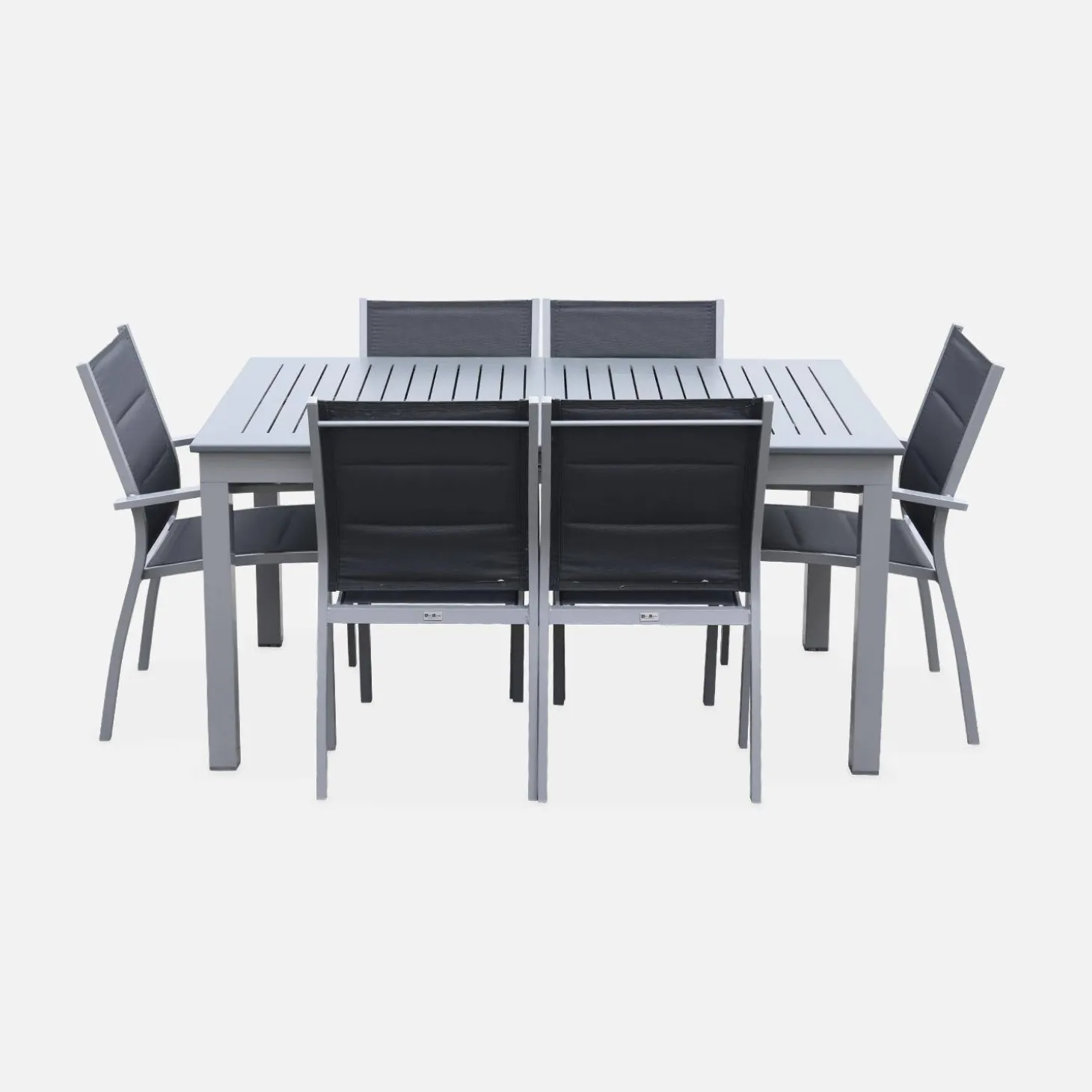 6-seater extendable aluminium garden table with chairs