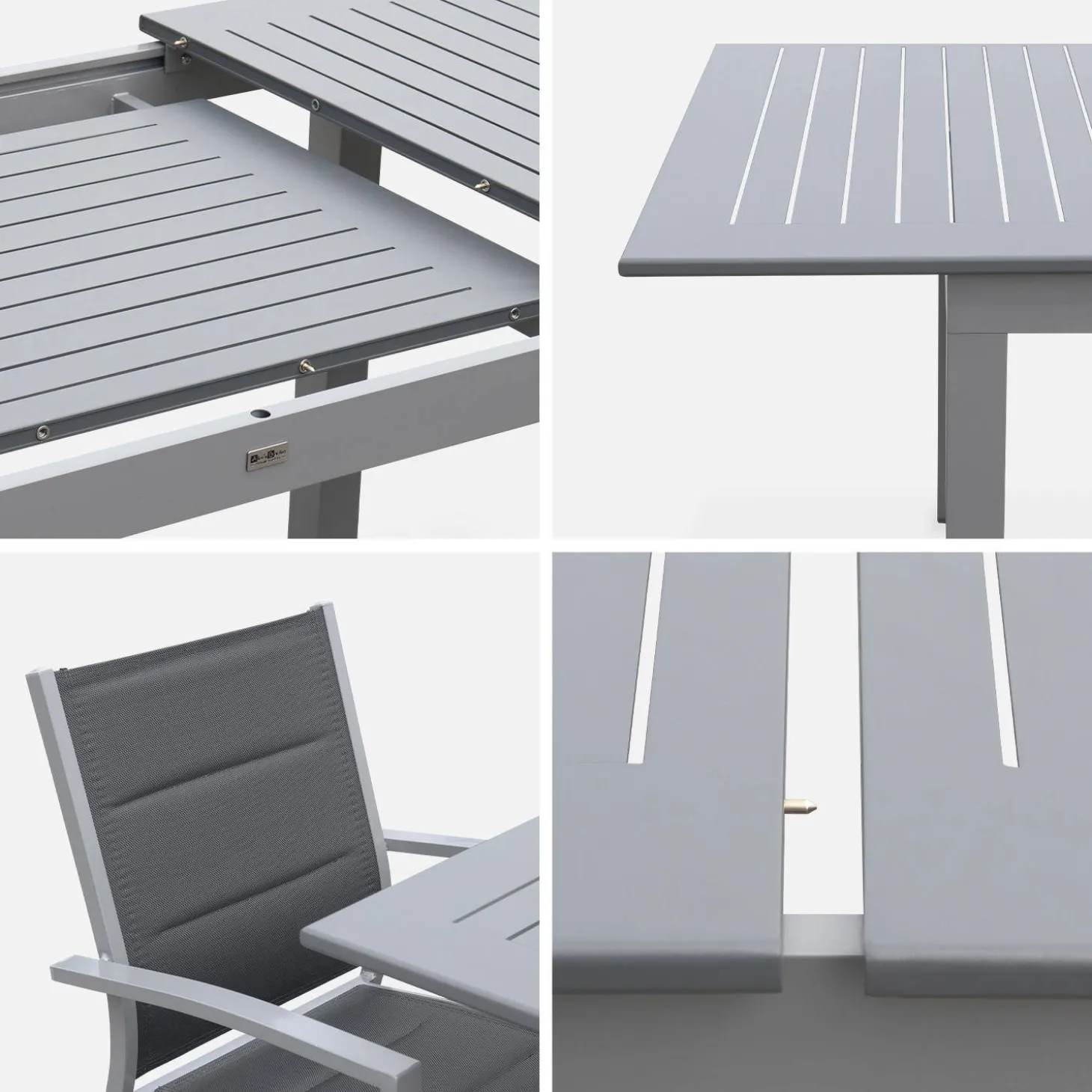 6-seater extendable aluminium garden table with chairs