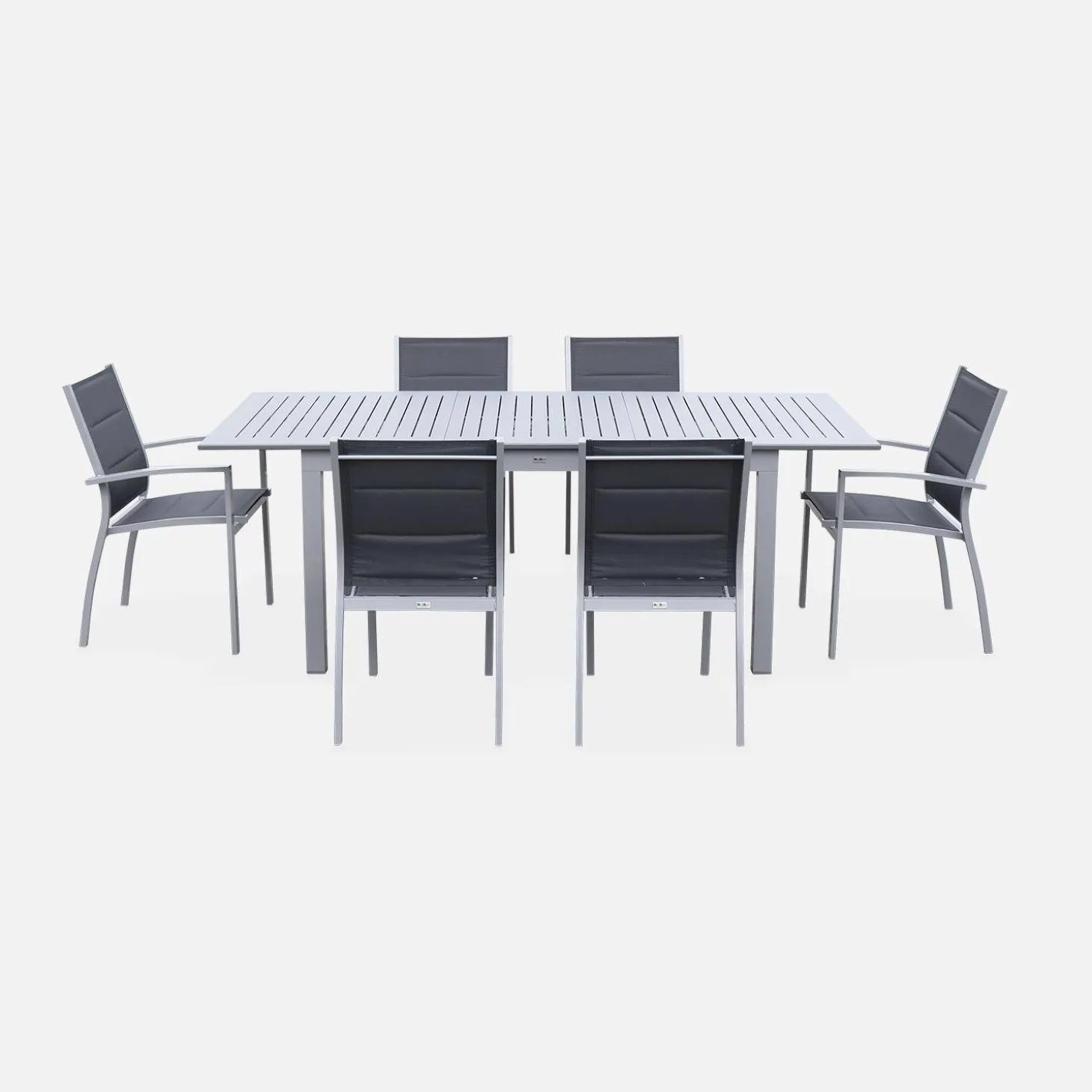 6-seater extendable aluminium garden table with chairs
