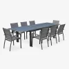 8-seater extendable aluminium garden table set with chairs