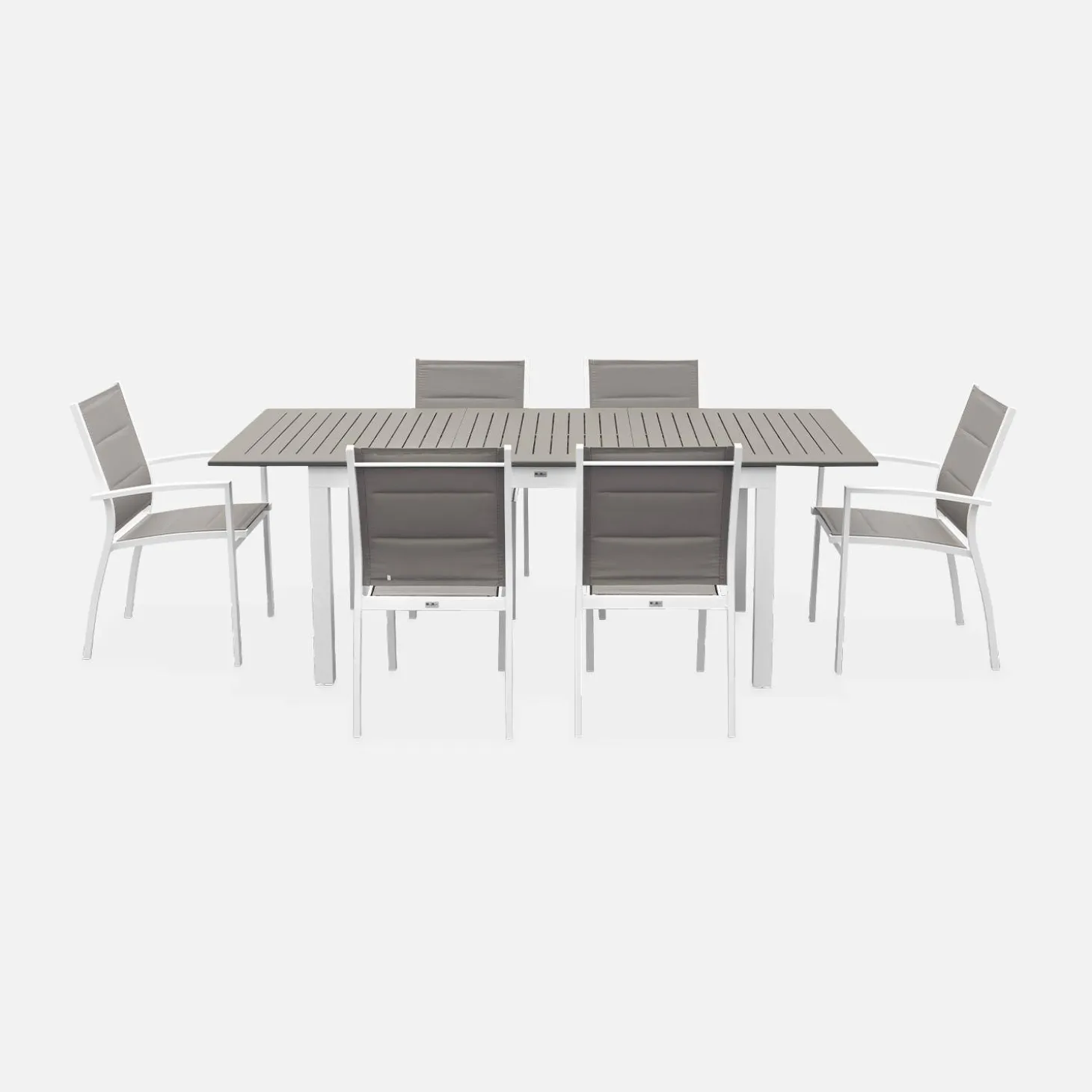 6-seater extendable aluminium garden table with chairs