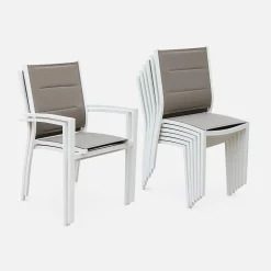 6-seater extendable aluminium garden table with chairs