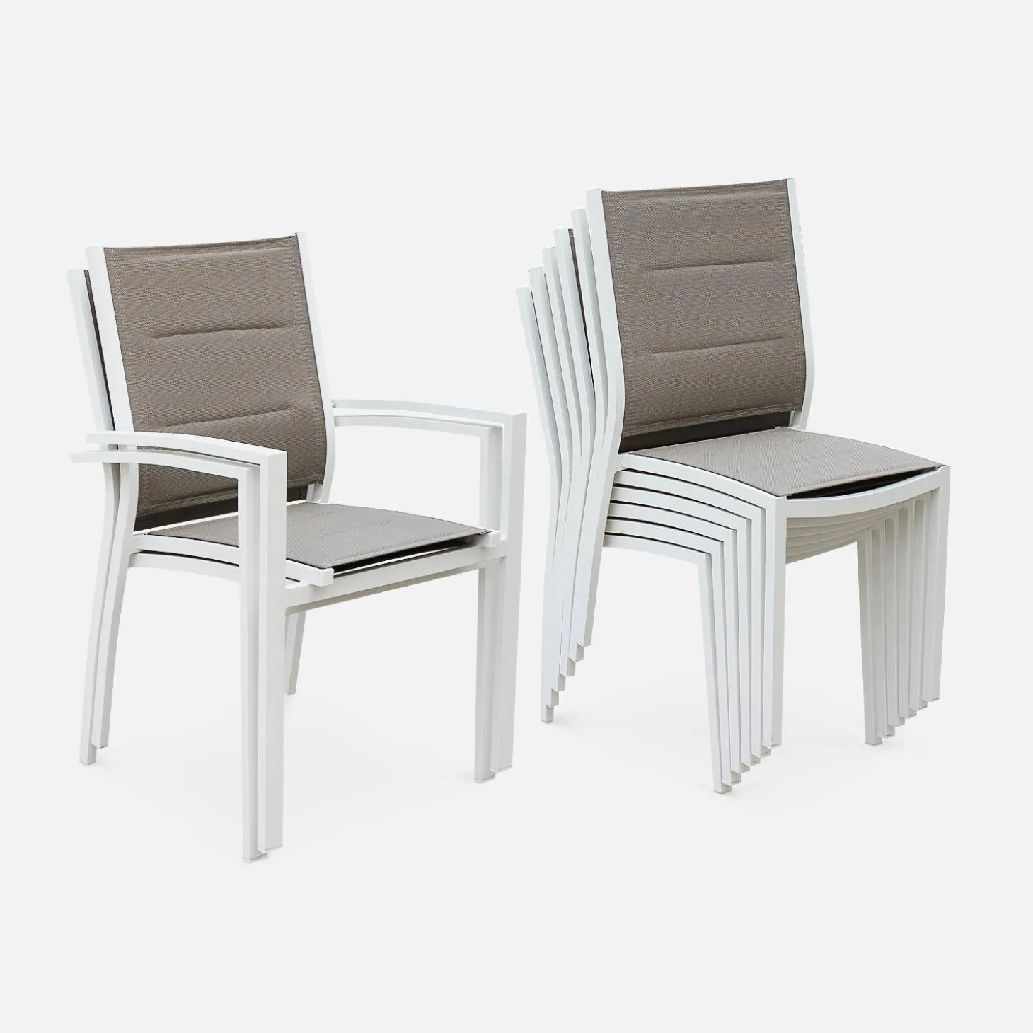 6-seater extendable aluminium garden table with chairs