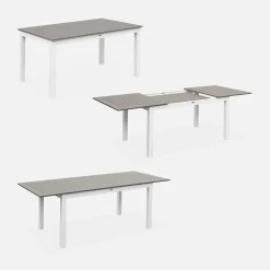 6-seater extendable aluminium garden table with chairs