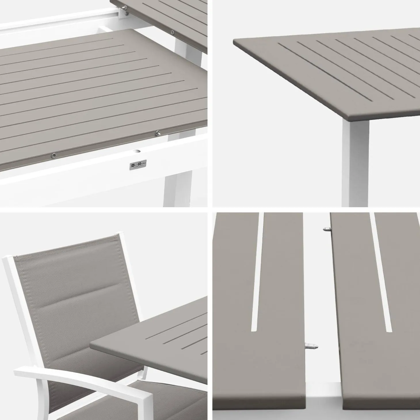 6-seater extendable aluminium garden table with chairs