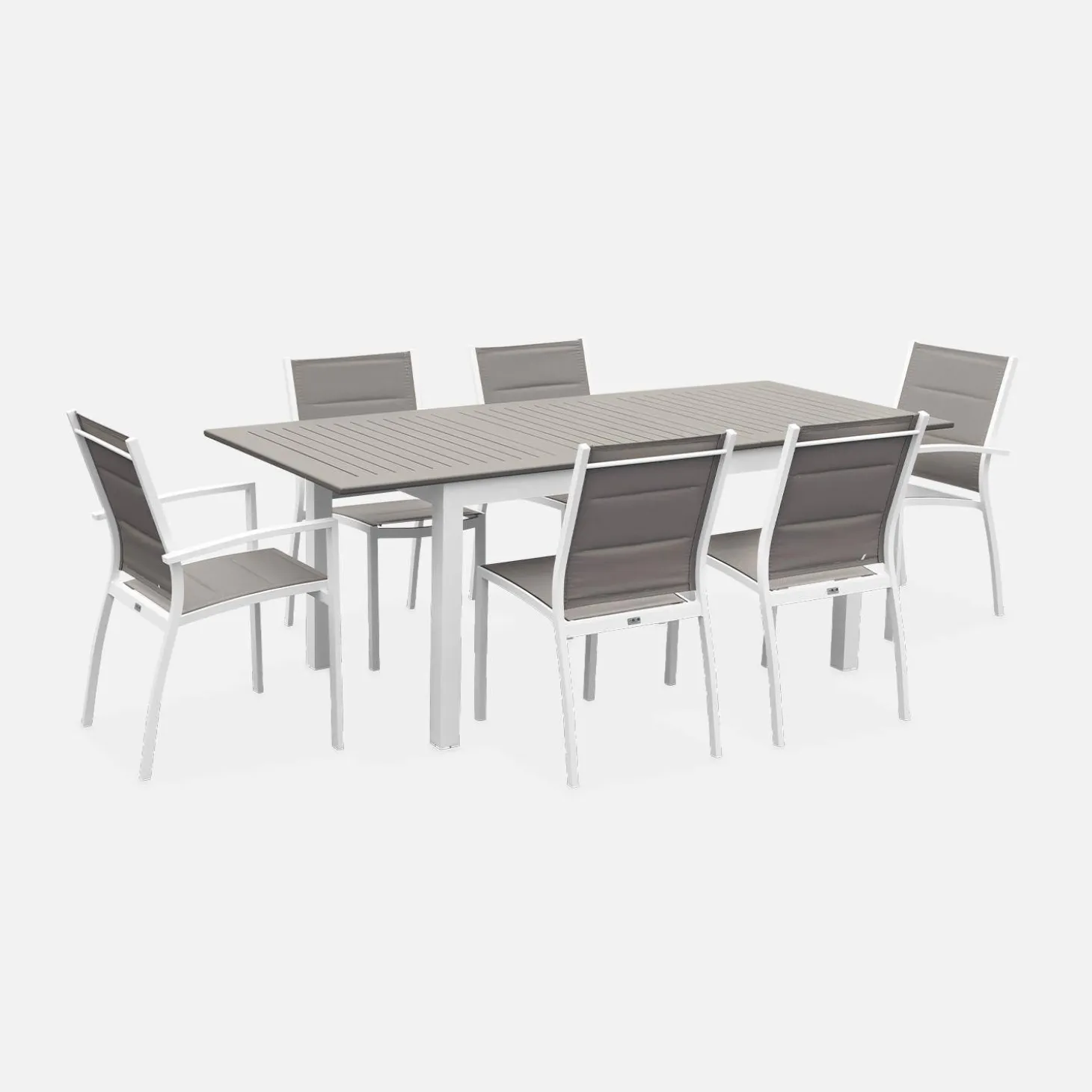 6-seater extendable aluminium garden table with chairs